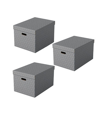 Aufbewahrungsbox Home 628287, 50 Liter, mit Deckel, au&szlig;en 51x35,5x30,5cm, Karton grau
