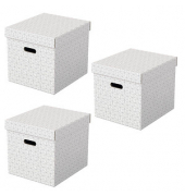 Aufbewahrungsbox Home 628288, 33 Liter, mit Deckel, au&szlig;en 36,5x32x31,5cm, Karton wei&szlig;