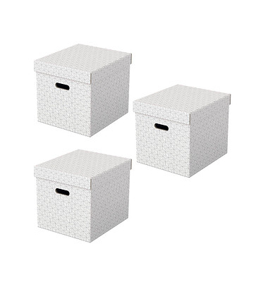 Aufbewahrungsbox Home 628288, 33 Liter, mit Deckel, au&szlig;en 36,5x32x31,5cm, Karton wei&szlig;