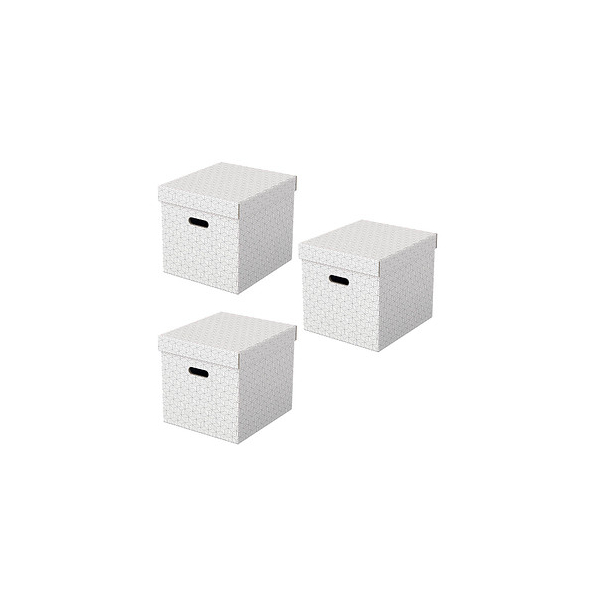 Esselte Aufbewahrungsbox Home 628288, 33 Liter, mit Deckel, außen 36,5x32x31,5cm, Karton weiß 4049793072333 Esselte