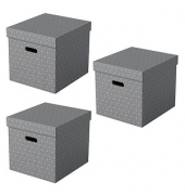 Aufbewahrungsbox Home 628289, 33 Liter, mit Deckel, au&szlig;en 36,5x32x31,5cm, Karton grau