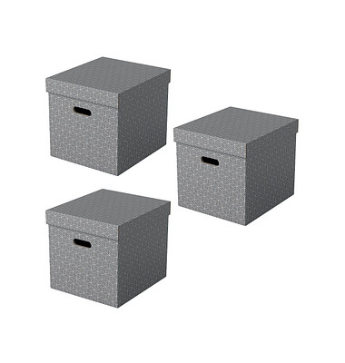 Aufbewahrungsbox Home 628289, 33 Liter, mit Deckel, au&szlig;en 36,5x32x31,5cm, Karton grau