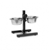relaxdays Futterstation Hunde/Katzen silber 36,0 x 21,5 x 27,0 cm