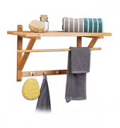 relaxdays Wandgarderobe braun Holz 4 Haken 60,0 x 30,0 cm