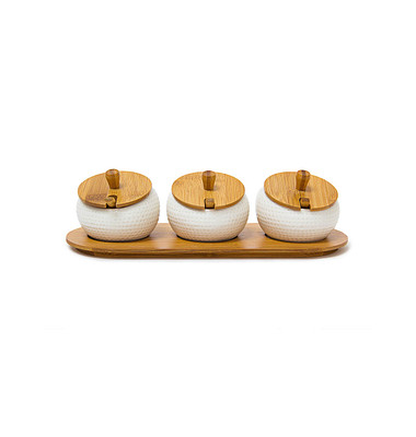relaxdays Vorratsdosen-Set JIAO 8,5 cm hoch weiß