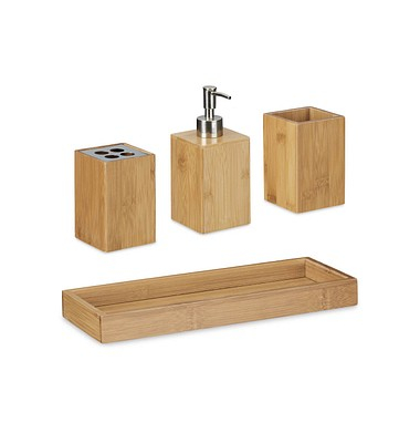 relaxdays Badaccessoires-Set braun