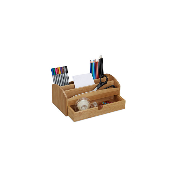 4052025202477 - Relaxdays Schreibtischorganizer aus Bambus Multiköcher mit 4 Fächern und Schublade natürliche Maserung HBT ca 11 x 275 x 15 cm natur 4052025202477 - Relaxdays Schreibtischorganizer aus Bambus Multiköcher mit 4 Fächern und Schublade natürliche Maserung HBT ca 11 x 275 x 15 cm natur