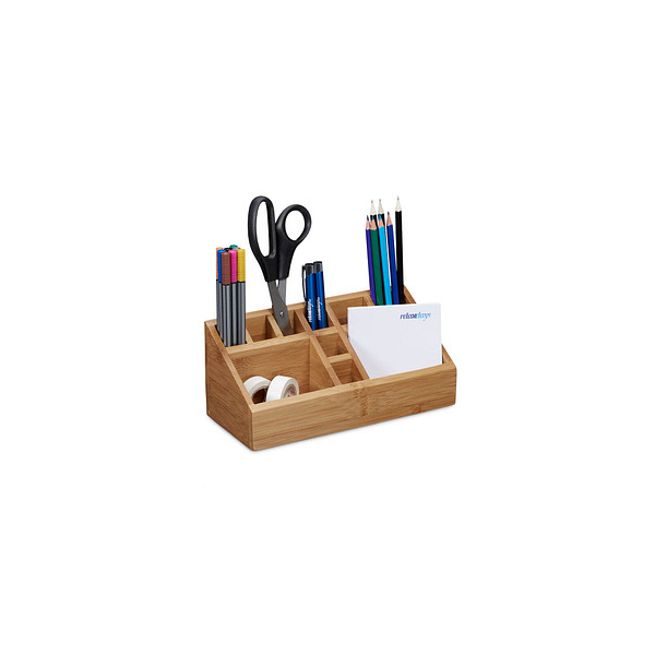 4052025202484 - Relaxdays - Schreibtischorganizer Bambus Stifteköcher 10 Fächer natürliche Maserung HxBxT 10 x 23 x 10 cm natur 4052025202484 - Relaxdays - Schreibtischorganizer Bambus Stifteköcher 10 Fächer natürliche Maserung HxBxT 10 x 23 x 10 cm natur