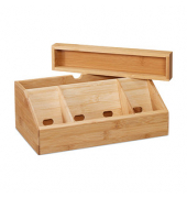 relaxdays Schreibtisch-Organizer braun Bambus 5 Fächer 30,0 x 17,5 x 11,0 cm