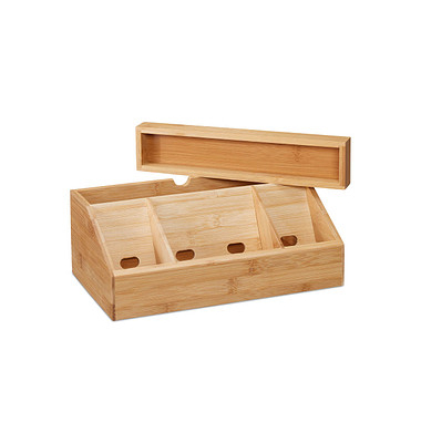 relaxdays Schreibtisch-Organizer braun Bambus 5 Fächer 30,0 x 17,5 x 11,0 cm