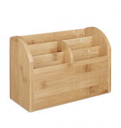 relaxdays Schreibtisch-Organizer braun Bambus 5 Fächer 22,0 x 10,0 x 15,0 cm