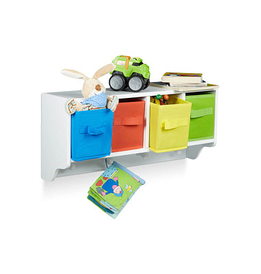 relaxdays Kinderregal weiß 61,0 x 16,0 x 28,0 cm