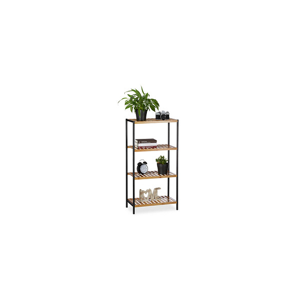 4052025215675 - Relaxdays Regal Bambus universales Standregal Bad und Küche 4 Ablagen Metall-Rahmen HxBxT 97 x 505 x 27 cm natur
