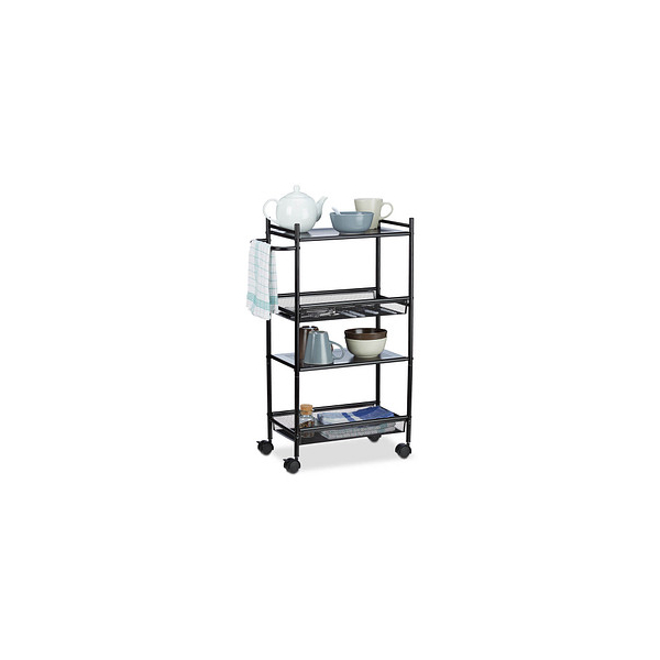 4052025217471 - Rollregal schmal aus Metall 4 Etagen Nischenwagen für Büro Standregal mit Rollen HxBxT 81x25x50 cm schwarz - Relaxdays 4052025217471 - Rollregal schmal aus Metall 4 Etagen Nischenwagen für Büro Standregal mit Rollen HxBxT 81x25x50 cm schwarz - Relaxdays