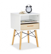 relaxdays Nachttisch Holz braun, weiß 40,0 x 42,5 x 61,0 cm