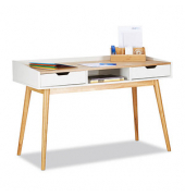 Sekretär ohne 10021842_0, 76cm (H), 120x55cm (BxT), rechteckig, weiß / braun