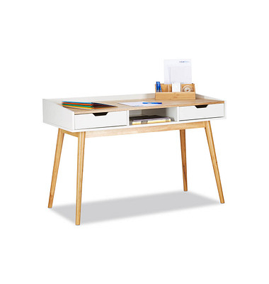 Sekretär ohne 10021842_0, 76cm (H), 120x55cm (BxT), rechteckig, weiß / braun
