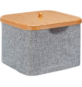 Aufbewahrungsbox 10022145_0, außen 33x33x25cm, Stoff/Bambus grau/braun
