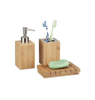 relaxdays Badaccessoires-Set braun