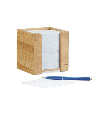 Zettelbox 10022190_0, 95x95mm, inkl. 900 Notizzettel, braun, Bambus