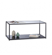 Couchtisch, 42cm (H), 100x50cm (BxT), rechteckig, transparent / schwarz
