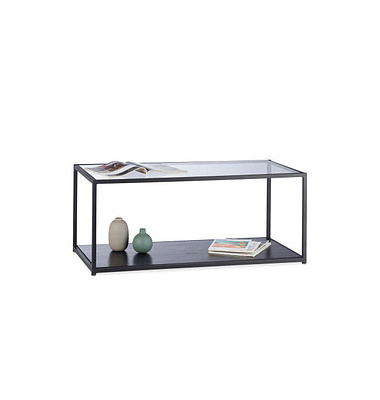 Couchtisch, 42cm (H), 100x50cm (BxT), rechteckig, transparent / schwarz