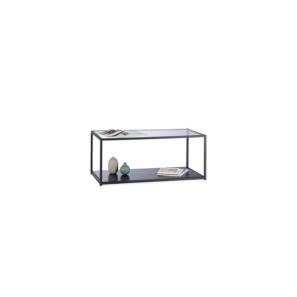 4052025231415 - Couchtisch Glas eckig Metallgestell Glasplatte Ablage Wohnzimmertisch HxBxT 42 x 100 x 50 cm schwarz - Relaxdays 4052025231415 - Couchtisch Glas eckig Metallgestell Glasplatte Ablage Wohnzimmertisch HxBxT 42 x 100 x 50 cm schwarz - Relaxdays