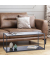 Couchtisch, 42cm (H), 100x50cm (BxT), rechteckig, transparent / schwarz