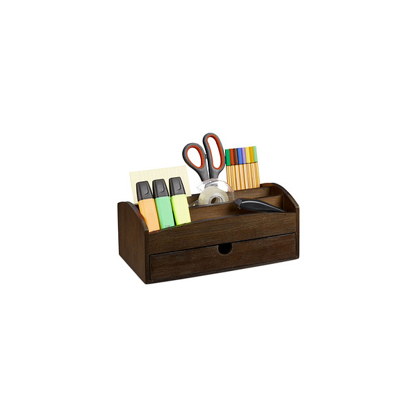 4052025232702 - Relaxdays - Schreibtisch Organizer Büroorganizer aus Bambus mit Schublade u Fächern hbt 11 x 275 x 15 cm dunkelbraun 4052025232702 - Relaxdays - Schreibtisch Organizer Büroorganizer aus Bambus mit Schublade u Fächern hbt 11 x 275 x 15 cm dunkelbraun