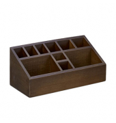 relaxdays Schreibtisch-Organizer braun Bambus 10 Fächer 23,0 x 10,0 x 10,0 cm