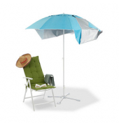 relaxdays Sonnenschirm Strandmuschel rund blau