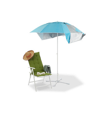 relaxdays Sonnenschirm Strandmuschel rund blau