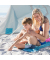 relaxdays Sonnenschirm Strandmuschel rund blau