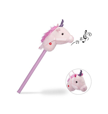 relaxdays Steckenpferd Einhorn rosa, lila