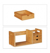 relaxdays Schreibtisch-Organizer braun 80,5 x 19,0 x 21,0 cm