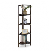 relaxdays Eckregal Bambus dunkelbraun 28,0 x 28,0 x 120,0 cm