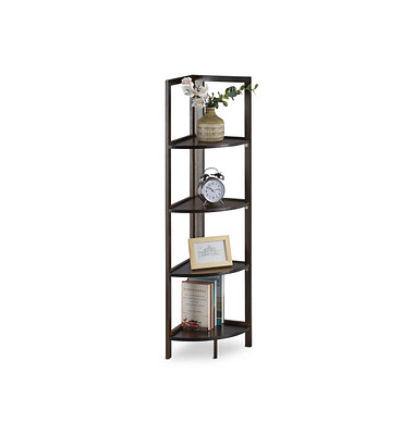 relaxdays Eckregal Bambus dunkelbraun 28,0 x 28,0 x 120,0 cm