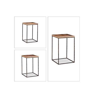 Beistelltisch 10024711_0, 46/50/55,5cm (H), 30/33/35,5cmx30/33/35,5cm (BxT), rechteckig, braun / braun