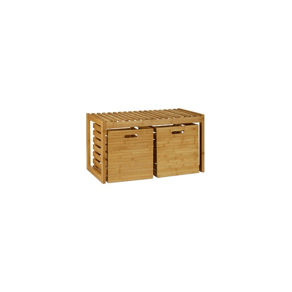 4052025249793 - Sitzbank mit Stauraum Bambus 2 Aufbewahrungsboxen Bank für Flur Bad Garderobe hbt 445x80x40 cm natur - Relaxdays 4052025249793 - Sitzbank mit Stauraum Bambus 2 Aufbewahrungsboxen Bank für Flur Bad Garderobe hbt 445x80x40 cm natur - Relaxdays