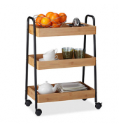relaxdays Servierwagen braun, schwarz 49,5 x 28,0 x 70,0 cm