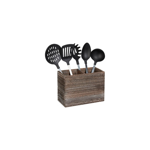 4052025255619 - Relaxdays - Utensilienhalter Küche 2 Fächer für Küchenhelfer & Besteck hbt 17x24x12cm Besteckkorb aus Holz dunkelbraun 4052025255619 - Relaxdays - Utensilienhalter Küche 2 Fächer für Küchenhelfer & Besteck hbt 17x24x12cm Besteckkorb aus Holz dunkelbraun