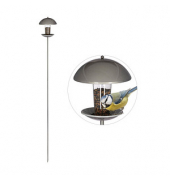 relaxdays Vogelfutterspender silber 20,0 x 20,0 x 172,0 cm