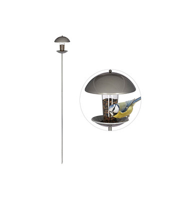 relaxdays Vogelfutterspender silber 20,0 x 20,0 x 172,0 cm