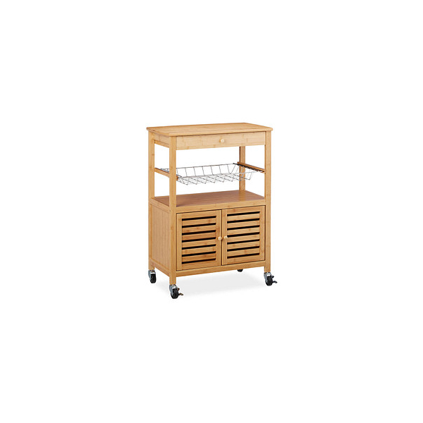 4052025267650 - Küchenwagen Bambus Arbeitsplatte Schrankfach & Korb Servierwagen mit Rollen hbt 82 x 595 x 35 cm natur - Relaxdays 4052025267650 - Küchenwagen Bambus Arbeitsplatte Schrankfach & Korb Servierwagen mit Rollen hbt 82 x 595 x 35 cm natur - Relaxdays