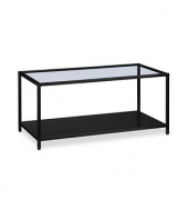Couchtisch, 42cm (H), 100x50cm (BxT), rechteckig, transparent / schwarz