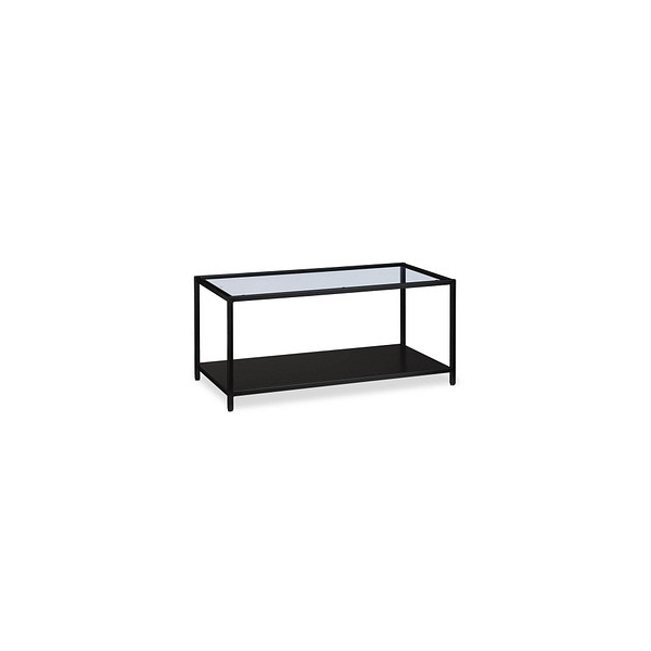 4052025267698 - Couchtisch Glasplatte & Metallgestell Ablage aus mdf moderner Wohnzimmertisch hbt 45x100x50 cm schwarz - Relaxdays 4052025267698 - Couchtisch Glasplatte & Metallgestell Ablage aus mdf moderner Wohnzimmertisch hbt 45x100x50 cm schwarz - Relaxdays