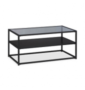 Couchtisch, 42cm (H), 90x50cm (BxT), rechteckig, transparent / schwarz