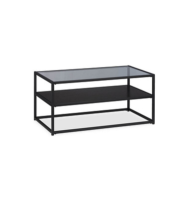Couchtisch, 42cm (H), 90x50cm (BxT), rechteckig, transparent / schwarz