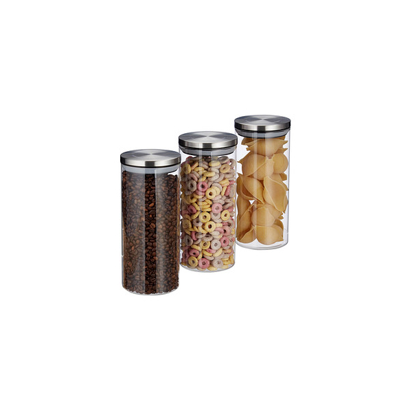 4052025279998 - Vorratsglas 3er Set 13 l luftdicht Edelstahl Deckel für Pasta Müsli & Reis Küchenbehälter transparent - Relaxdays 4052025279998 - Vorratsglas 3er Set 13 l luftdicht Edelstahl Deckel für Pasta Müsli & Reis Küchenbehälter transparent - Relaxdays