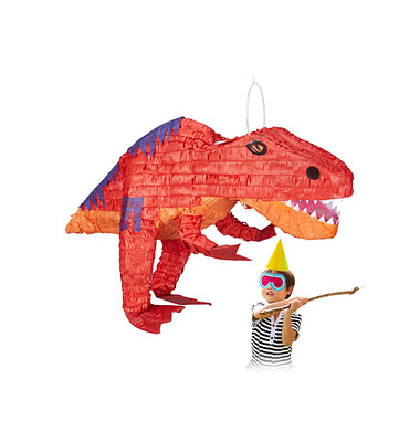 relaxdays Piñata rot/orange Dinosaurier